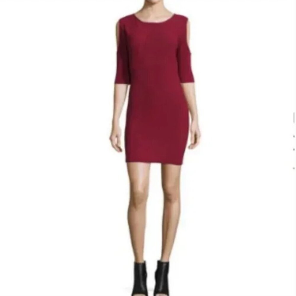 Rebecca Minkoff Josefina Women's Cold Shoulder Ribbed Bodycon Dress Size Medium